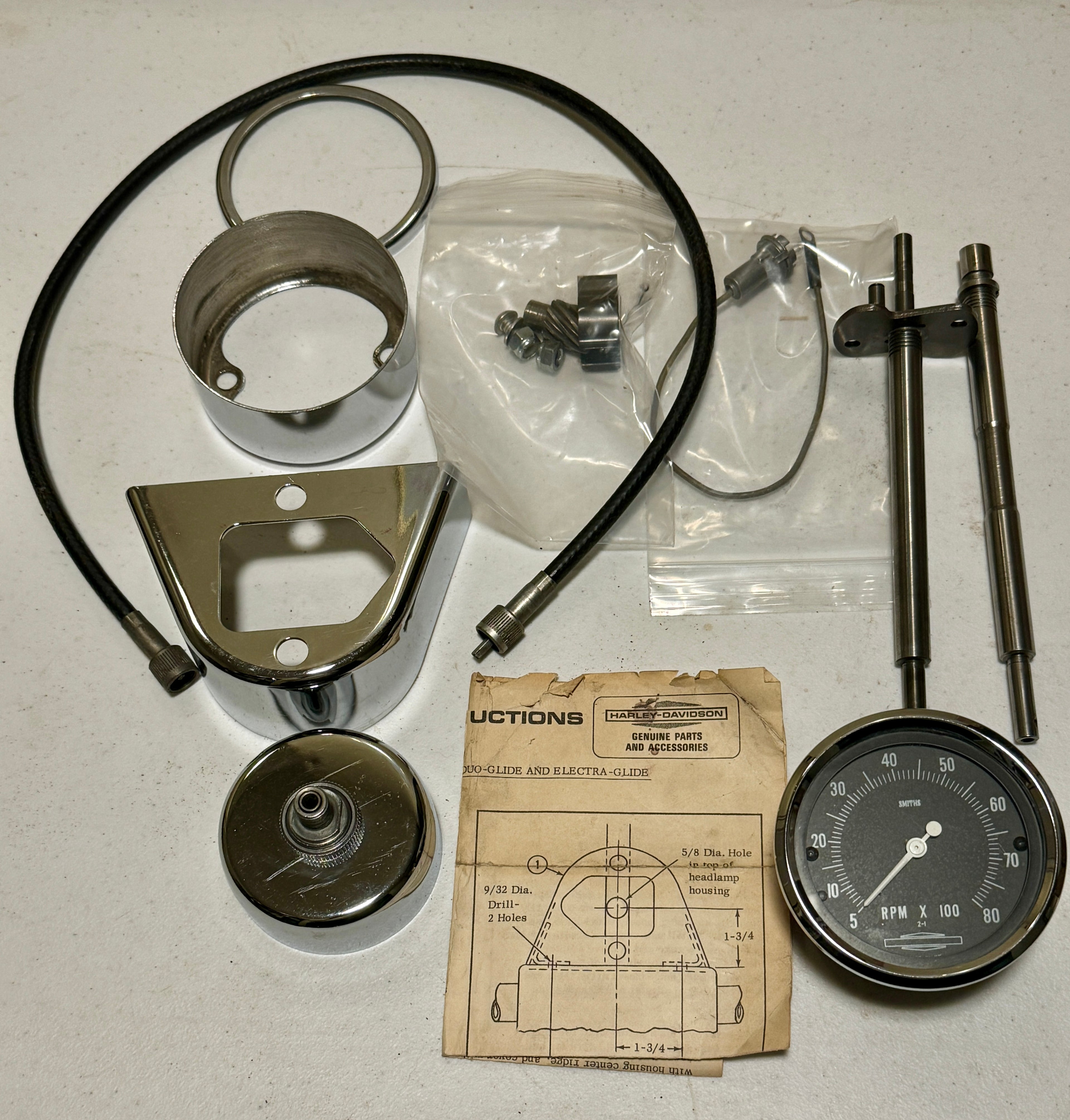 Harley NOS 92050-65A Tachometer Kit The Whole Enchilada!  Electra-Glide Duo-Glide 1961-1969