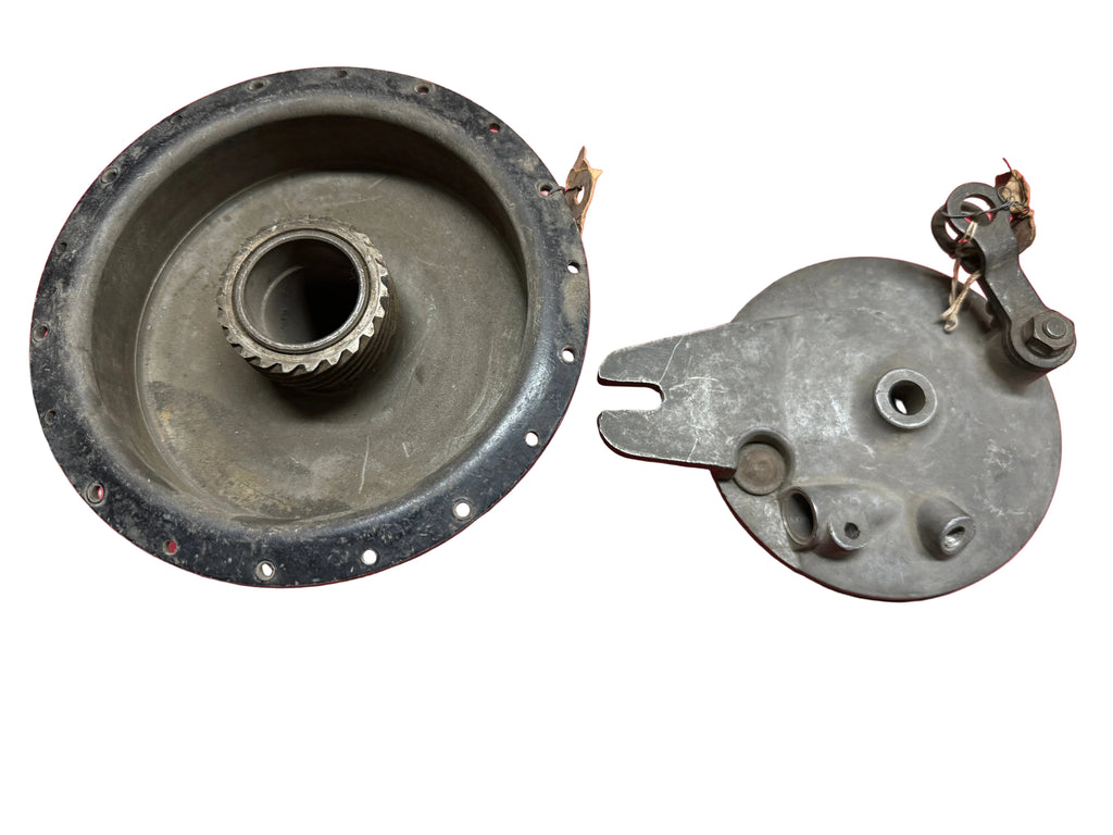 Harley NOS OEM 1948-1950 125-S Front Brake Hub & Complete Brake Backing Plate