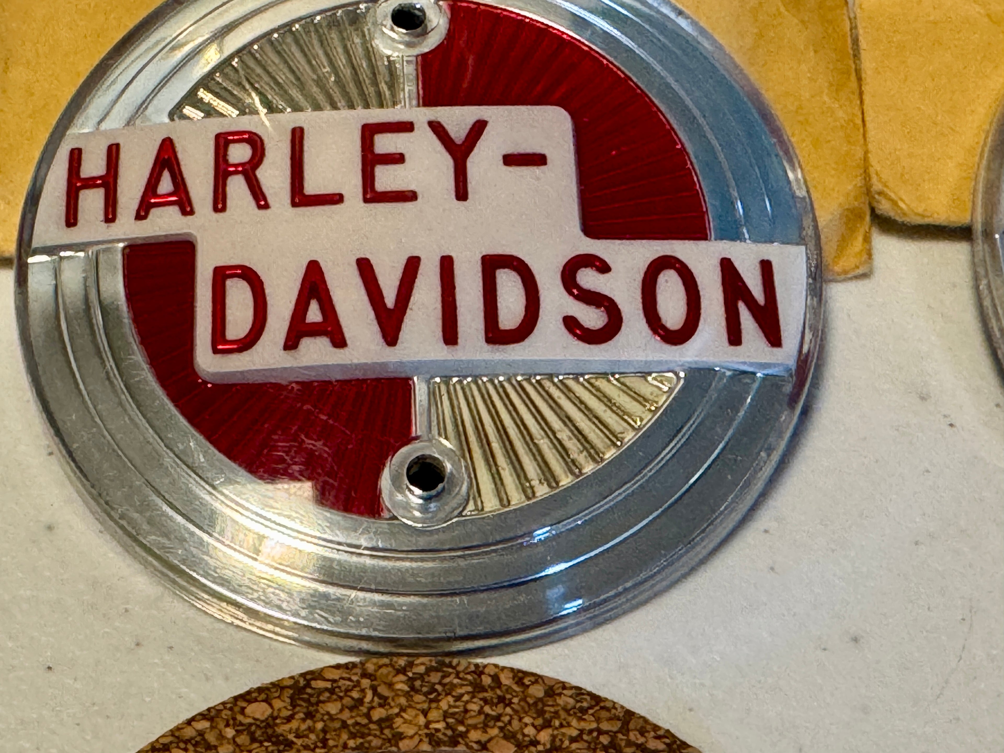 1957 Early Production Only Gas Tank Emblems Name Badges w/ Mounting Hardware & Gaskets