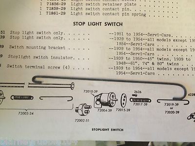 Harley Hummer W WL WLA WLC Servi Brake Light Switch Pull Wire 39-52 