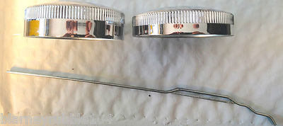 Harley 45 Servicar Gas & Oil Tank Caps W WL WLD WR Chrome Plated W/ Dip Stick