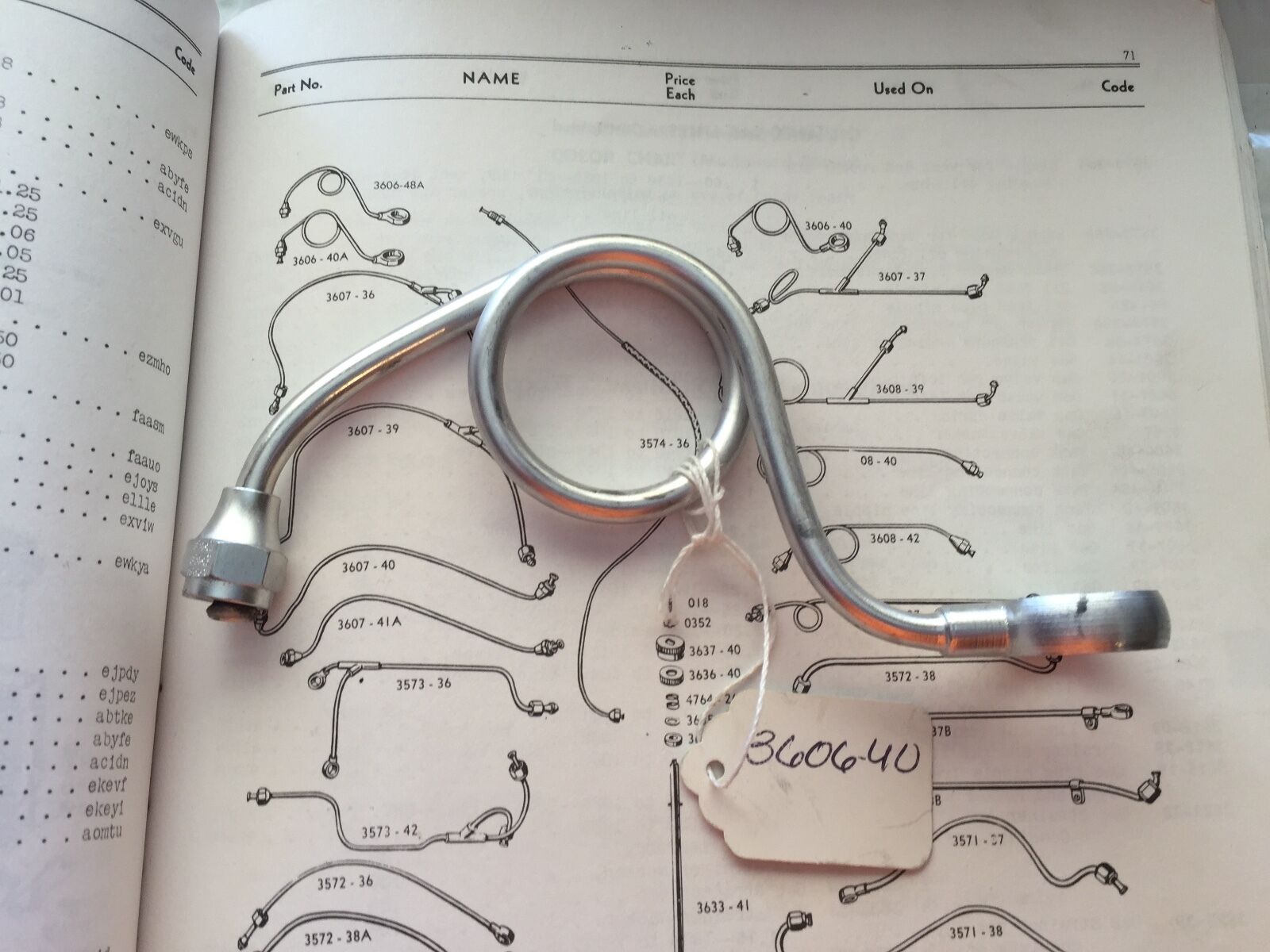 Harley Knucklehead UL Fuel Gas Tank Crossover Line 19401947 OEM 360640