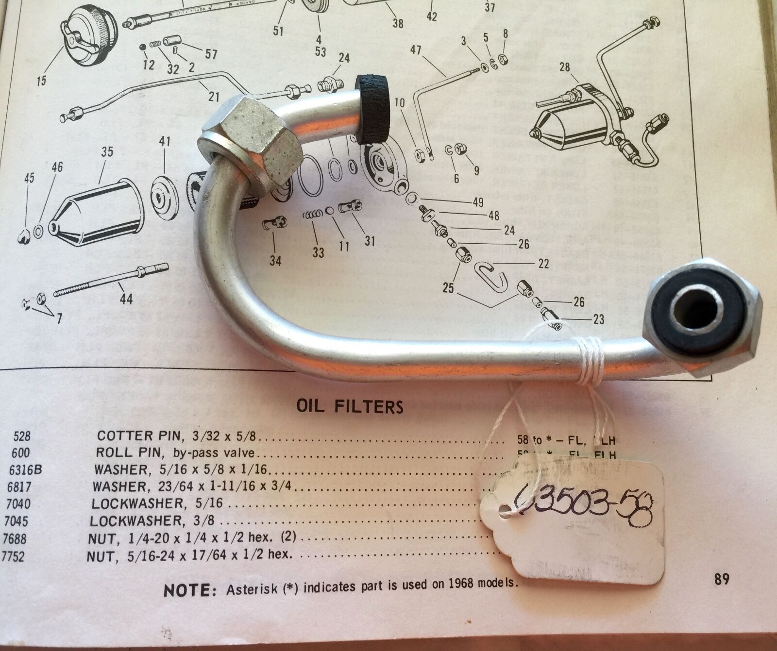 Harley Cadmium Oil Filter Lines Panhead DuoGlide 5864 6350358 6350058