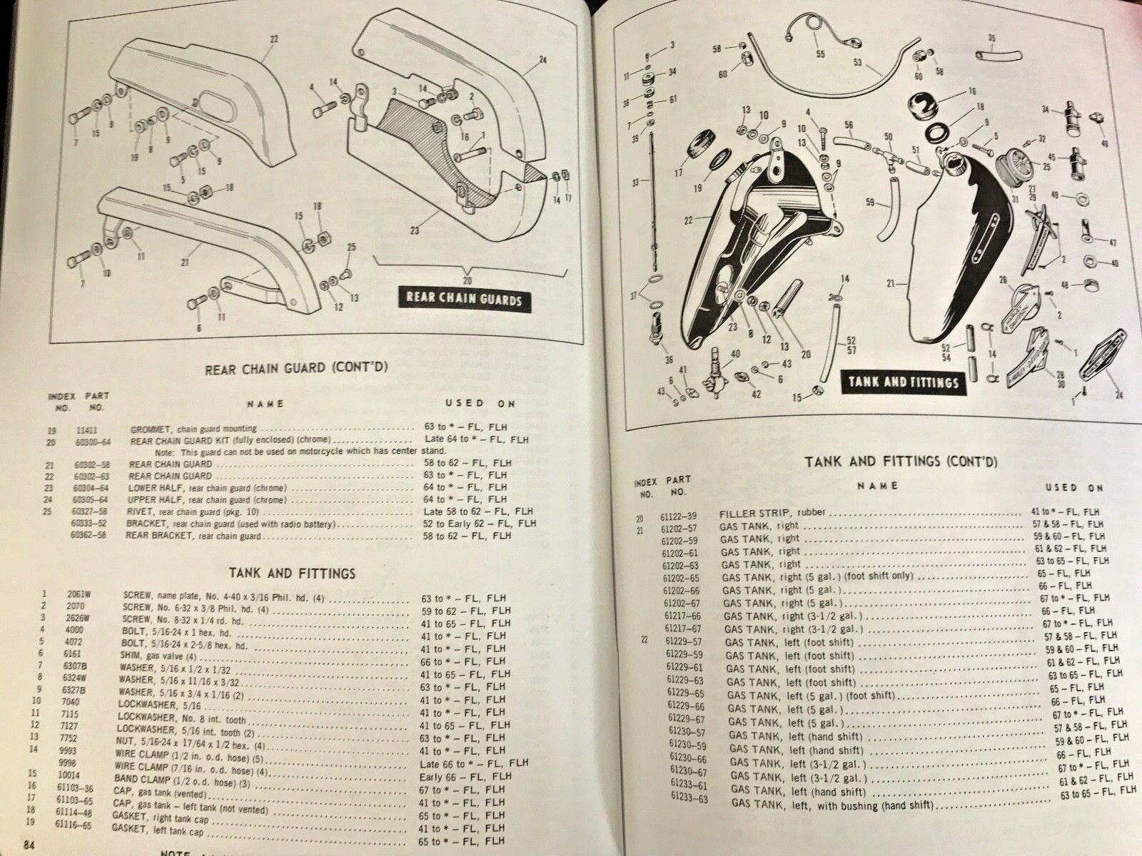 Harley Fl Flh Parts Manual Book 1958 To 1968 Shovelhead